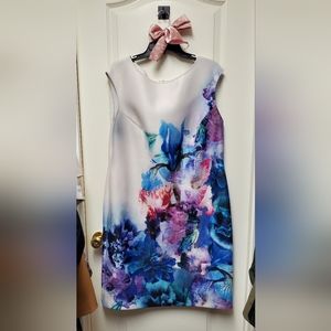 Julia Jordan Tropical Floral scuba Sheath Dress 16w